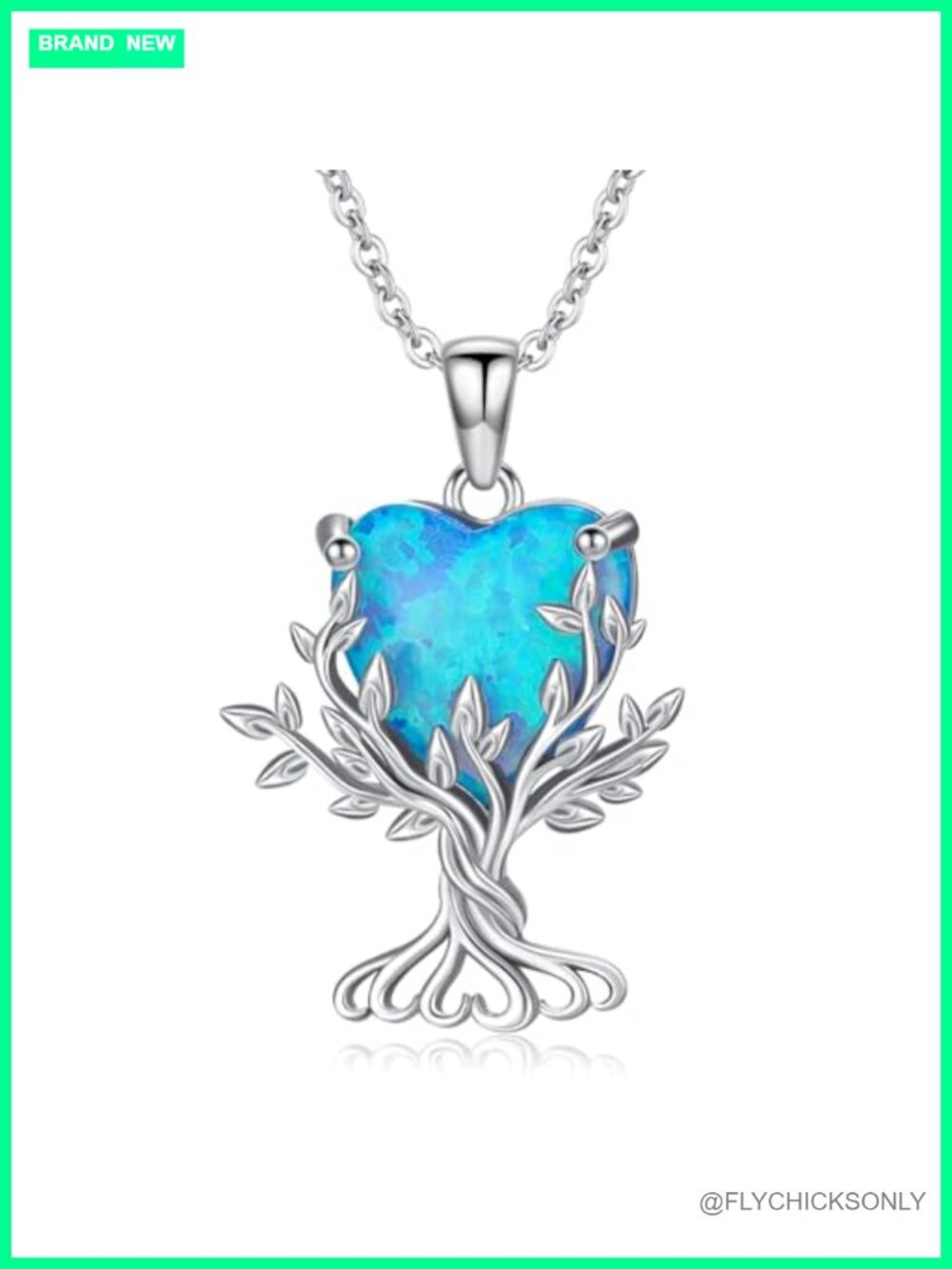 Sterling Silver Tree of Life Opal Pendant Necklace 18" Adjustable